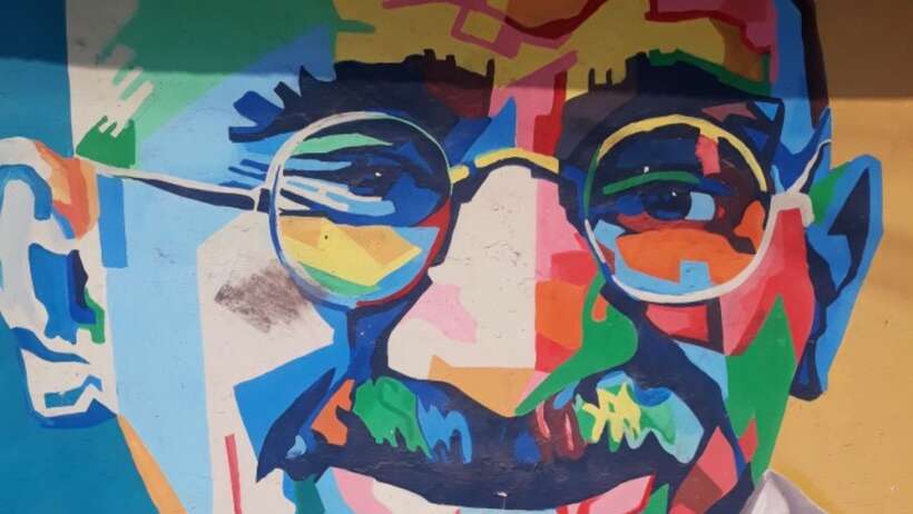 Colourful Gandhi portrait, 'Be the Change'