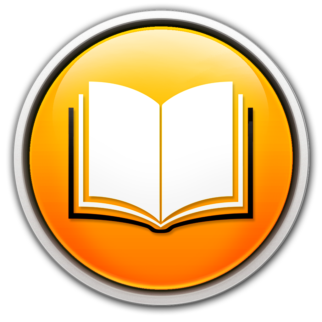 Open book icon, orange and white