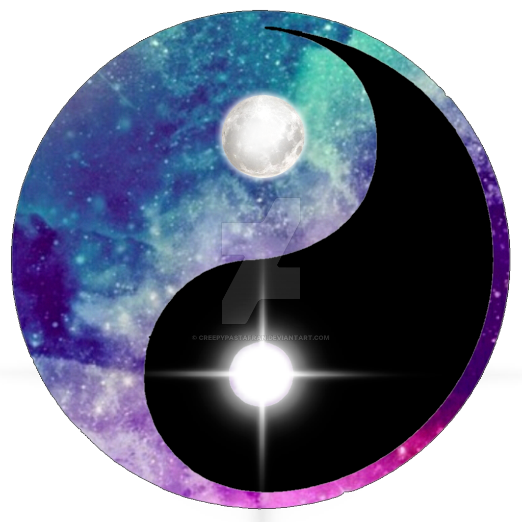 Galaxy Yin and Yang symbol with moon and star