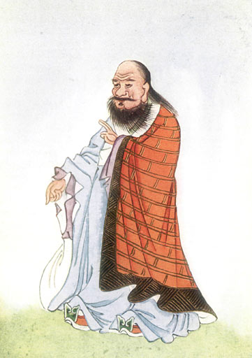 Chinese wise man illustration in traditional robes.